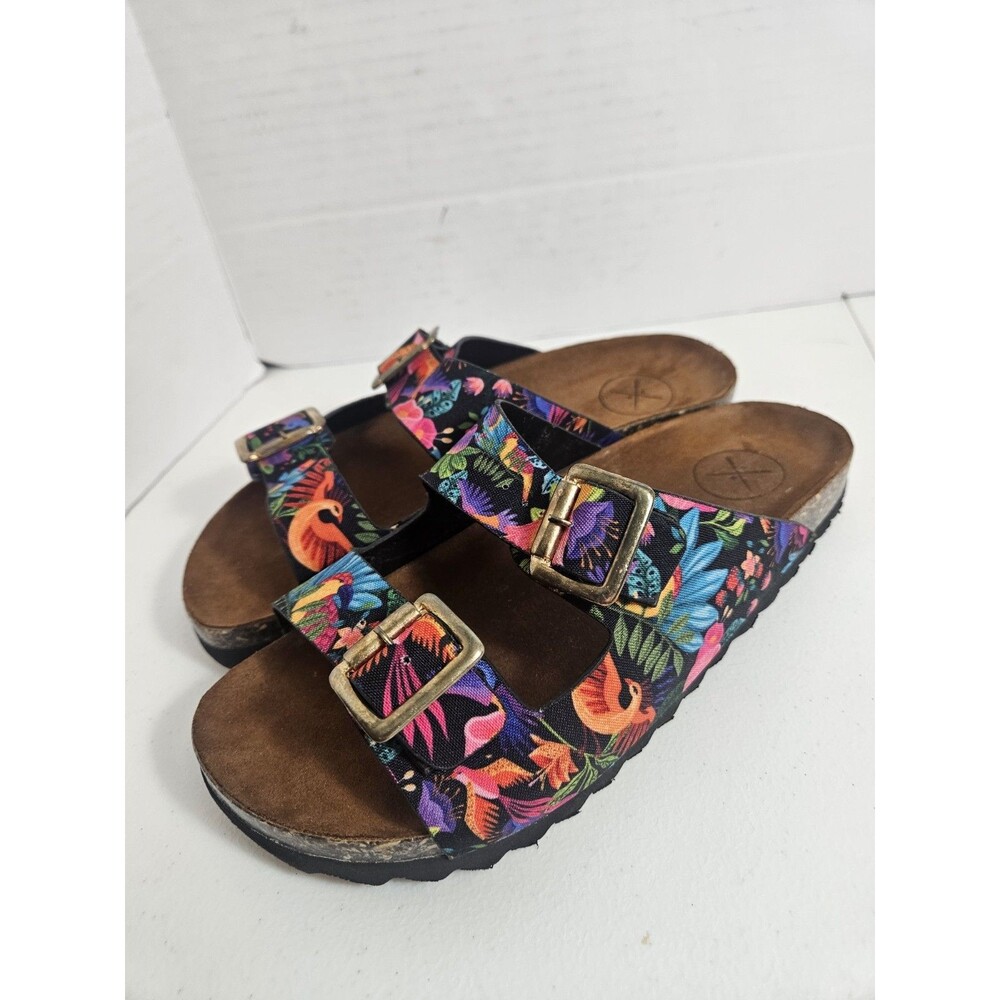 Inkkas Luzon Buckle Sandals Rainforest Tropical Print Women's Size 9